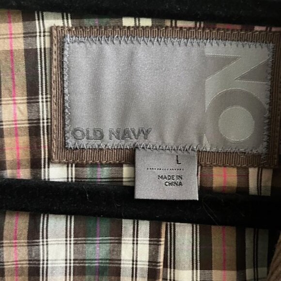 Old Navy Men's Corduroy Blazer Sport Coat Sz L Faded Dark Brown Plaid Lined NWOT - Picture 10 of 13